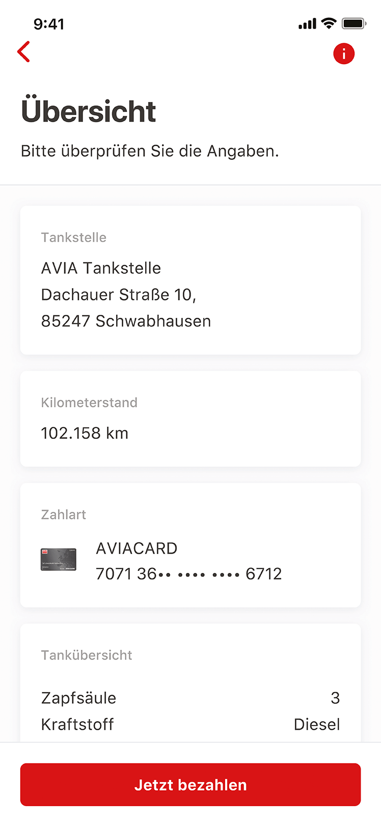 Tankvorgang abschließen